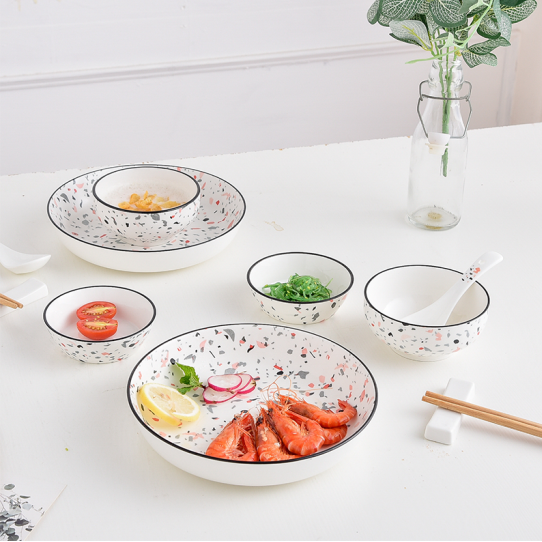 【coda】墨香彩韵餐具套装12件套陶瓷餐具菜盘子碗筷组合餐盘碗 d1923