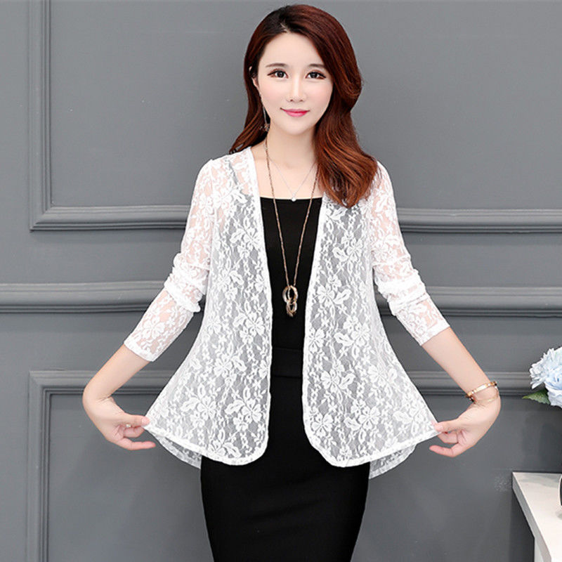 2019春季新款外套蕾丝衫韩版女装女士长袖防晒衣披肩外套大码开衫